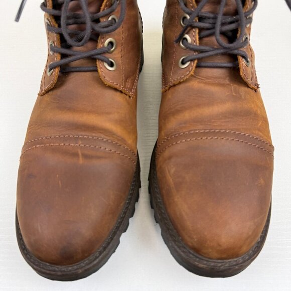 EUC Patina Brown Leather Lace Up Boots Handmade In Mexico main image 8